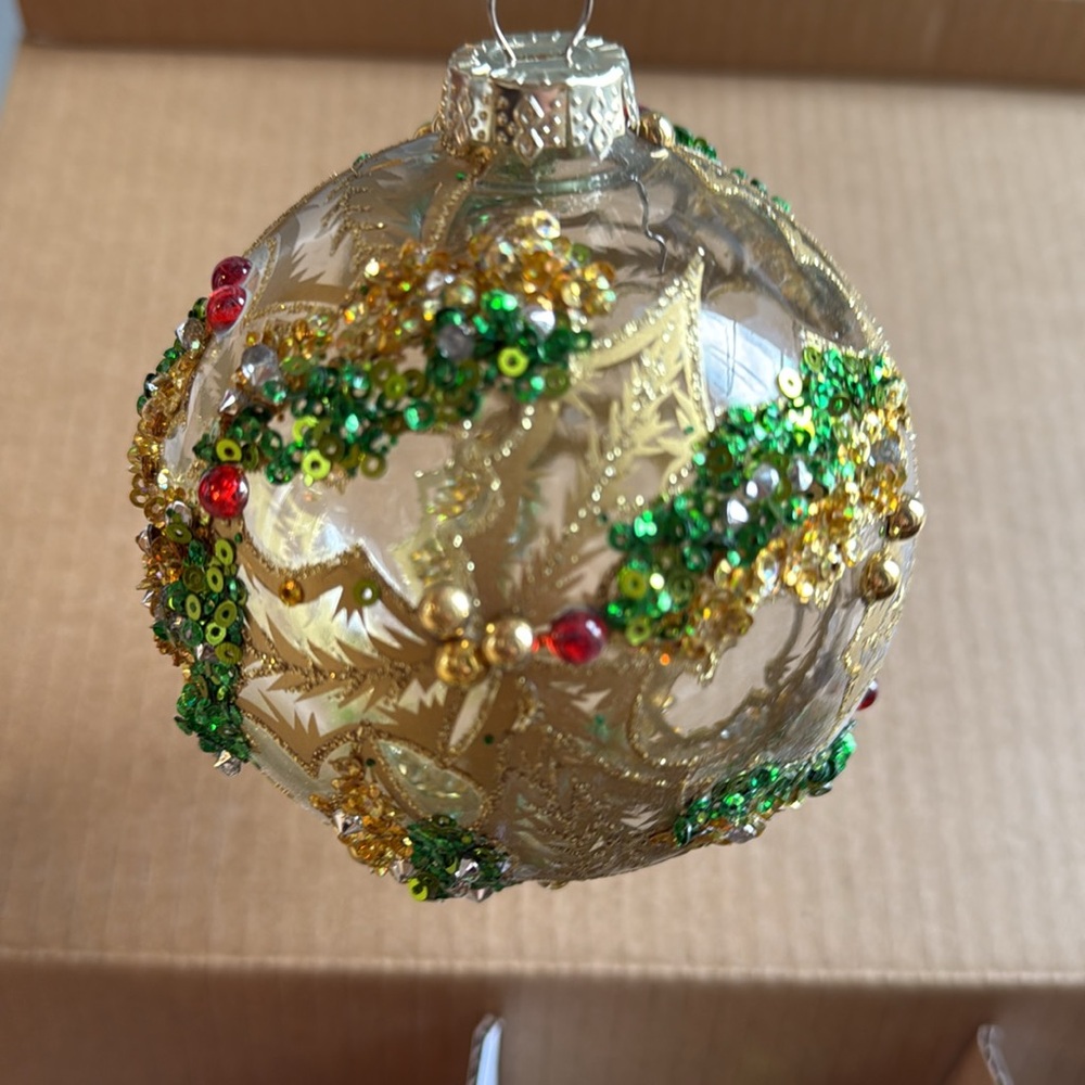 Frontgate Holiday Leaves Embellished Ornaments - Set of 6 - Picture 8 of 16